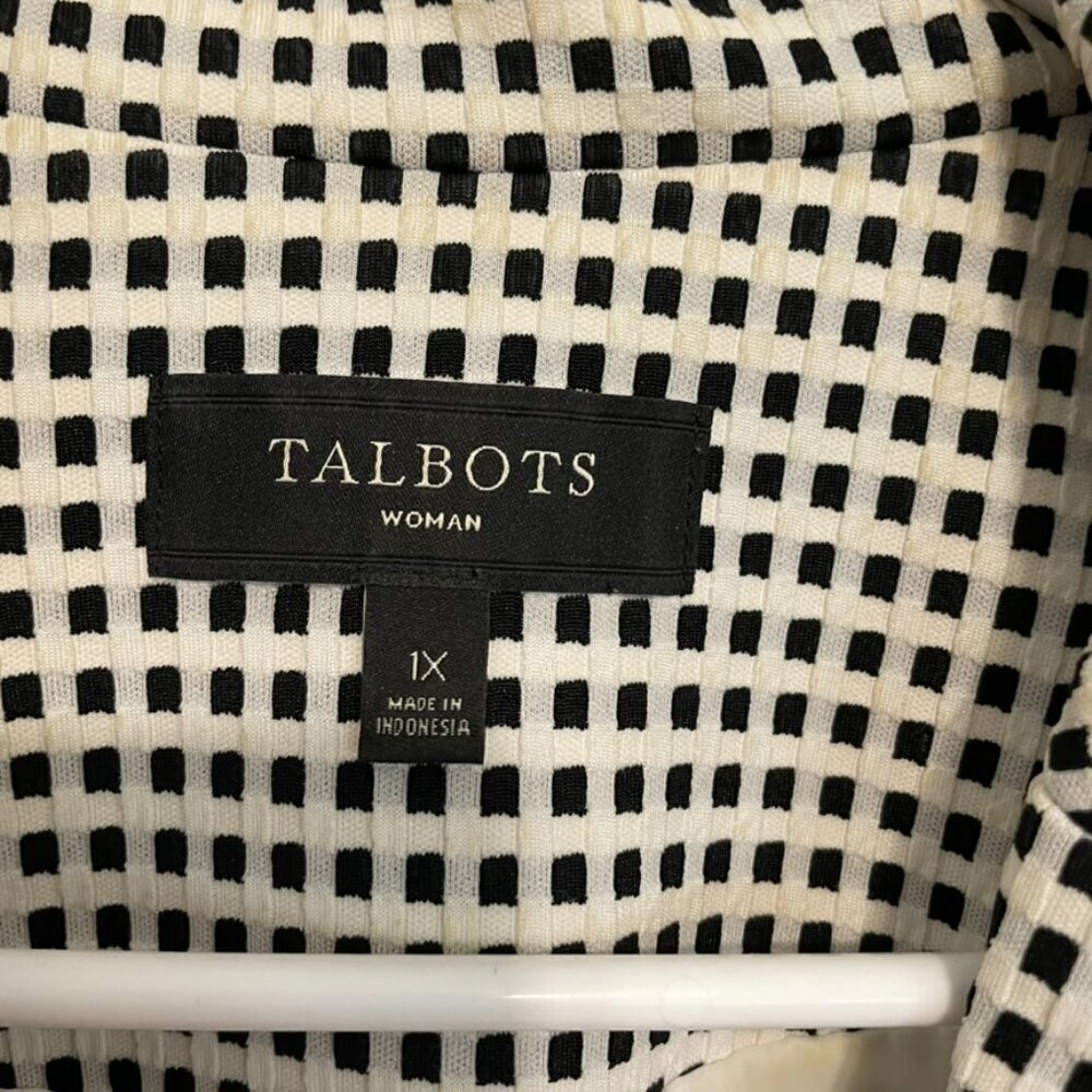 Talbots Plus Size Textured Checked Blazer Cream B… - image 3